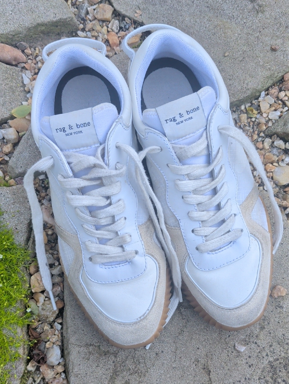 rag & bone White and Tan Low-Top Sneakers
